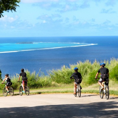 A group of guests enjoying a bike ride