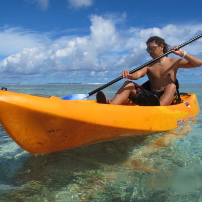 A man kayaking