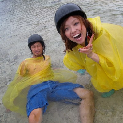 A couple enjoying some time in the ocean
