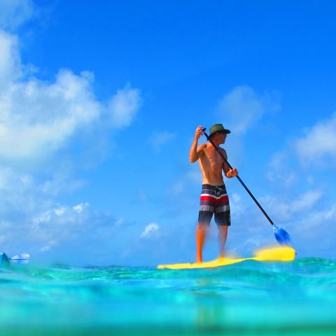 A man on his stand up paddleboard